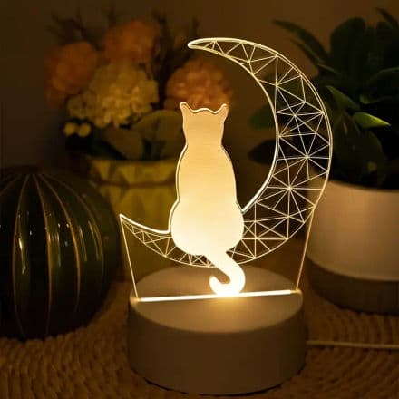Stylish 3D Night Lamp Featuring a Cat on the Moon